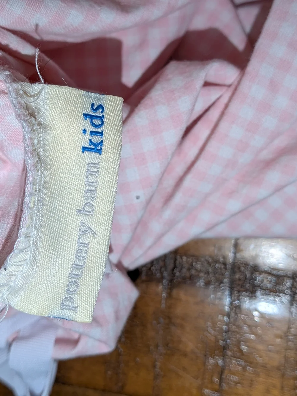 Pottery Barn Kids Pink Gingham Toddler Bed Duvet Cover, 36x50